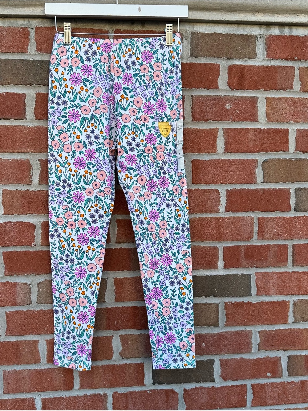 Cat & Jack Girls' Floral Stretch Leggings with Pink  blue and yellow Size XL